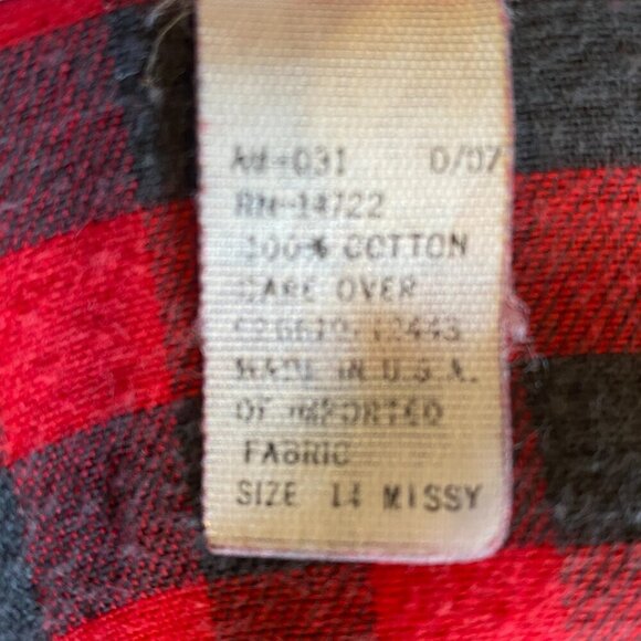 VTG 80s Model Cheryl Tiegs Cotton Flannel Plaid Button Down Shirt Missy 14 #5J - Picture 7 of 8